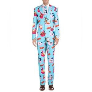 Nwt! Men's Colorful Christmas Santa Flamingo Suit